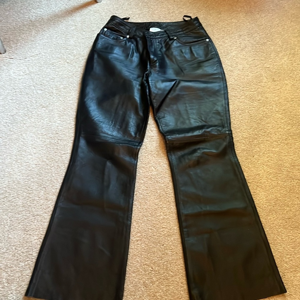 Black 100% Leather Pants